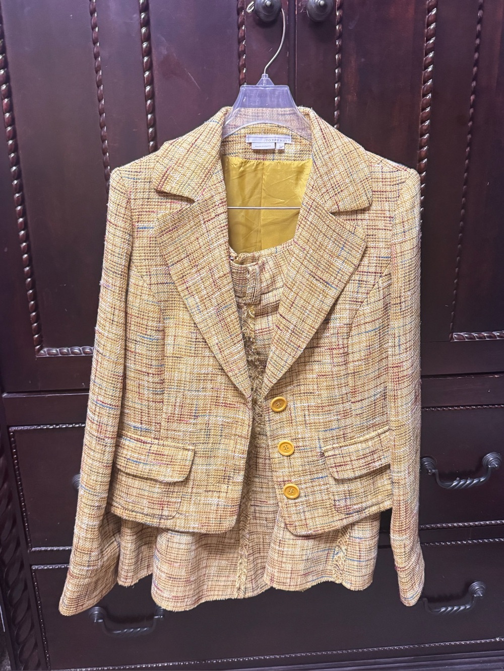 To the Max Yellow Tweed Mini Skirt Set